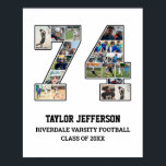 Player Number 74 Senior Sports Team Photo Collage Poster<br><div class="desc">Personalised photo collage for player number 74. This customisable photo gift is perfect for senior night, sports award banquet or birthday gift for your athlete son, daughter or student. It's a great way to display precious moments and memories from their sports games. The poster features a collage of photos, and...</div>