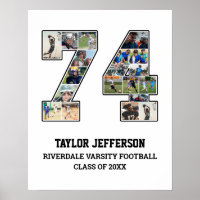Player Number 74 Senior Sports Team Photo Collage