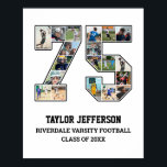 Player Number 75 Senior Sports Team Photo Collage Poster<br><div class="desc">Personalised photo collage for player number 75. This customisable photo gift is perfect for senior night, sports award banquet or birthday gift for your athlete son, daughter or student. It's a great way to display precious moments and memories from their sports games. The poster features a collage of photos, and...</div>