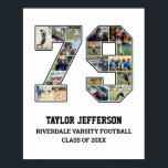 Player Number 79 Senior Sports Team Photo Collage Poster<br><div class="desc">Personalised photo collage for player number 79. This customisable photo gift is perfect for senior night, sports award banquet or birthday gift for your athlete son, daughter or student. It's a great way to display precious moments and memories from their sports games. The poster features a collage of photos, and...</div>