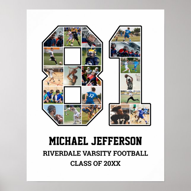 Player Number 81 Senior Sports Team Photo Collage Poster (Front)