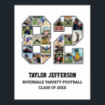 Player Number 82 Senior Sports Team Photo Collage Poster<br><div class="desc">Personalised photo collage for player number 82. This customisable photo gift is perfect for senior night, sports award banquet or birthday gift for your athlete son, daughter or student. It's a great way to display precious moments and memories from their sports games. The poster features a collage of photos, and...</div>