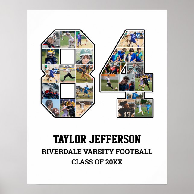 Player Number 84 Senior Sports Team Photo Collage Poster (Front)