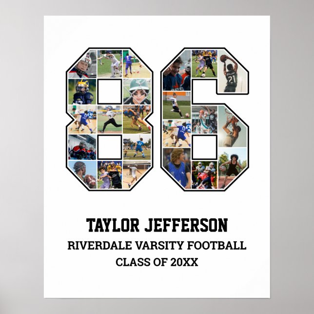 Player Number 86 Senior Sports Team Photo Collage Poster (Front)