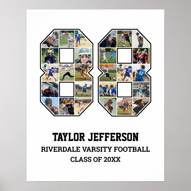 Player Number 88 Senior Sports Team Photo Collage Poster (Front)