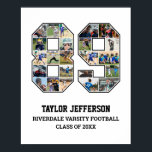Player Number 89 Senior Sports Team Photo Collage Poster<br><div class="desc">Personalised photo collage for player number 89. This customisable photo gift is perfect for senior night, sports award banquet or birthday gift for your athlete son, daughter or student. It's a great way to display precious moments and memories from their sports games. The poster features a collage of photos, and...</div>