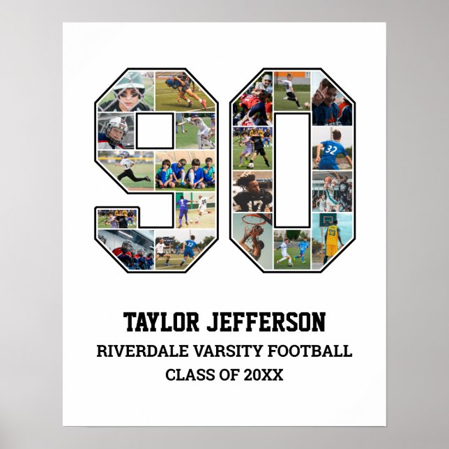Player Number 90 Senior Sports Team Photo Collage Poster (Front)