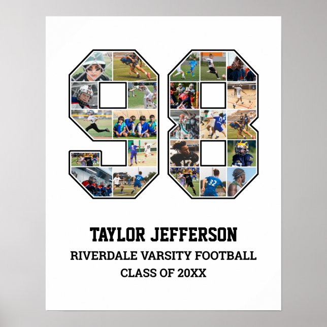 Player Number 98 Senior Sports Team Photo Collage Poster (Front)