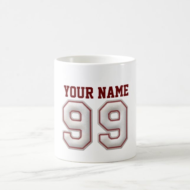 Player Number 99 - Cool Baseball Stitches Coffee Mug (Center)