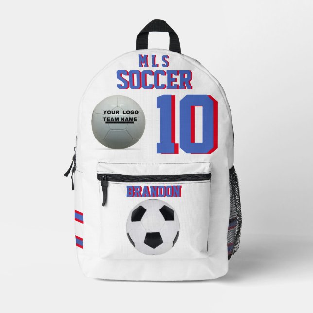 Player, number name team name soccer backpacks kid (Front)