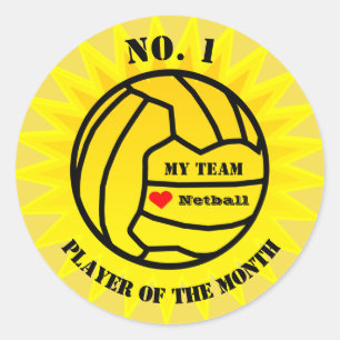 Player Of The Month Netball Reward Classic Round Sticker