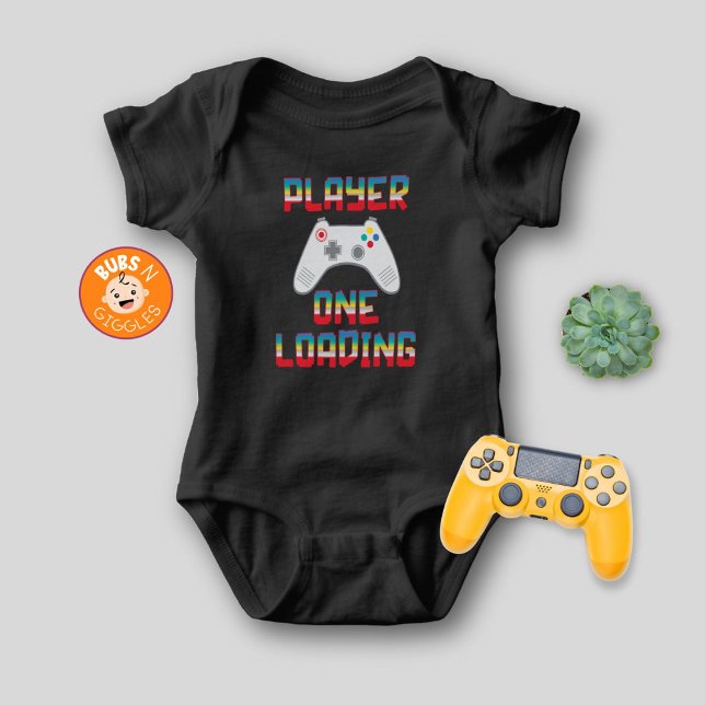 Player One Loading Pregnancy Announcement Black Baby Bodysuit (Creator Uploaded)