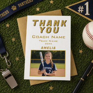 Player Photo Team Sports Coach Thank You Card