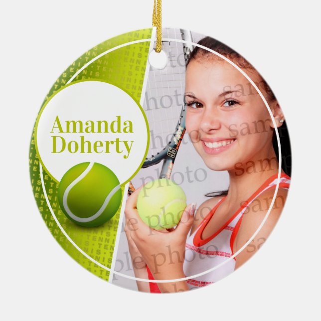 Player Photo | Tennis Sport Ceramic Tree Decoration (Back)
