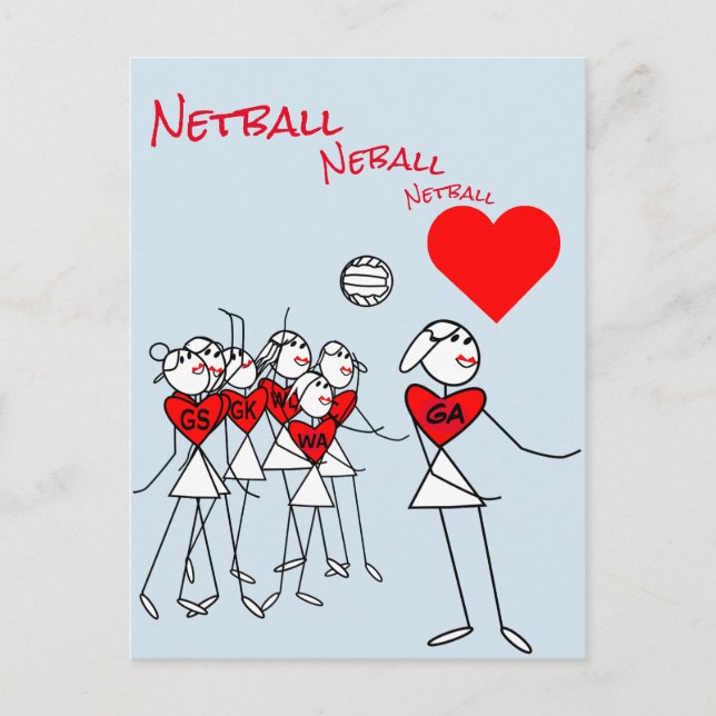 Player Positions Love Netball GA Clipart  Post Postcard (Front)