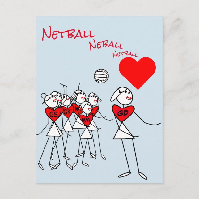Player Positions Love Netball GD Clipart  Post Postcard (Front)
