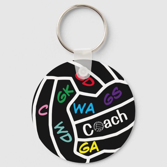 Player Positions Netball Coach Key Ring (Front)