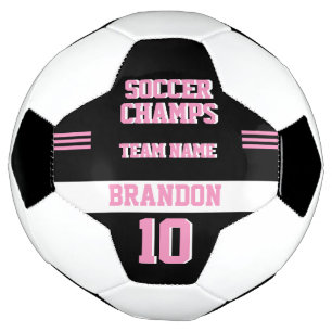 player sport soccer champs black pink personalised ball