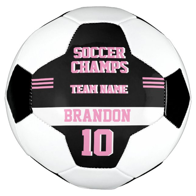 player sport soccer champs black pink personalised ball (Rotated)