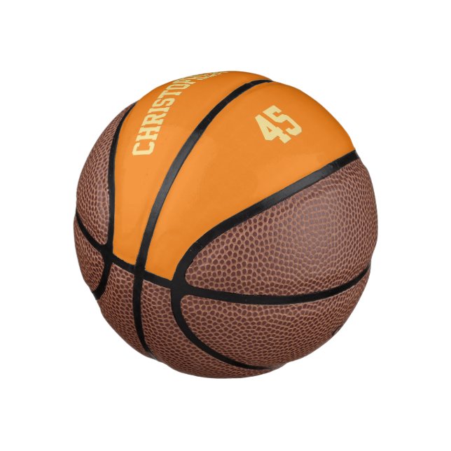 Player Team Club Name Number Custom Monogrammed Mini Basketball (Angled)