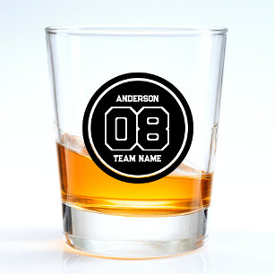 Player Team Jersey Number Name Black & White Shot Glass