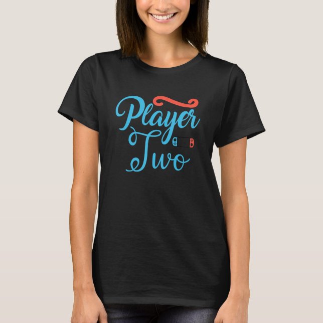 Player Two Console Blue Video Game Gamer Shirt (Front)