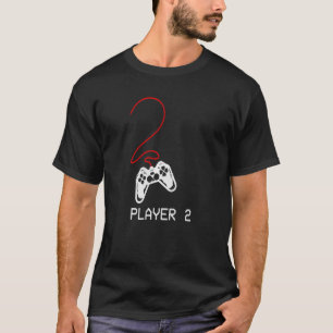 Player Two heart Video Game gamer Couples Costume  T-Shirt