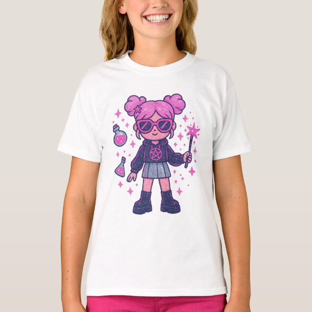 Playera Kawaii Pink Witchy – Cute Magical T-shirt (Front)