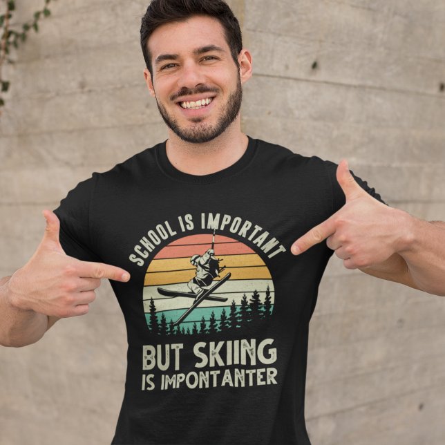 Playera School is Important But Skiing is Importan T-Shirt (Creator Uploaded)