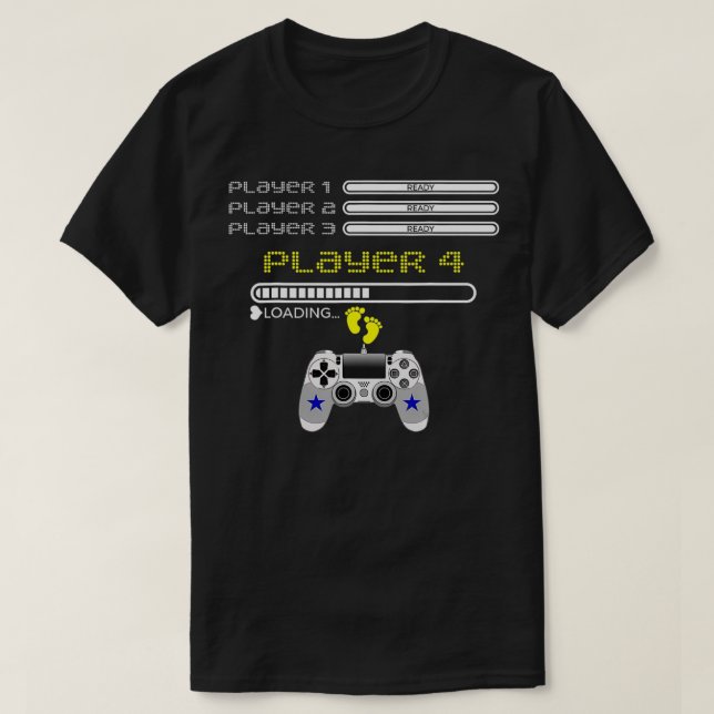 Players 1,2,3 Ready Player 4 Loading Funny Gaming  T-Shirt (Design Front)