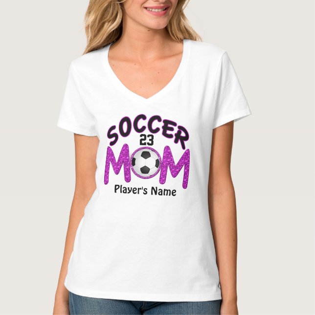 Player's NAME and NUMBER on Soccer Mum TShirts (Front)