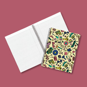 Playful 1980s Doodle Art Pattern Notebook