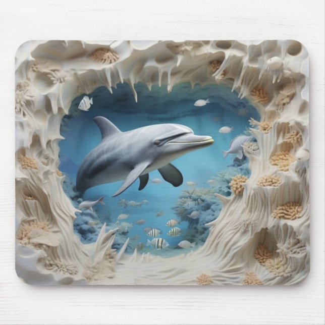 Playful 3D Dolphin Mouse Pad (Front)