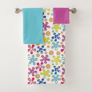 Playful Abstract Doodle Shapes Bath Towel Set