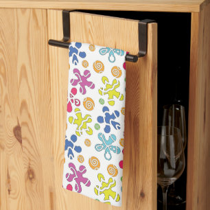 Playful Abstract Doodle Shapes Tea Towel