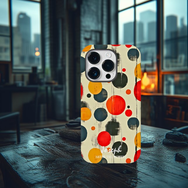 Playful Abstract Dots with Custom Name and Message Case-Mate iPhone Case (Creator Uploaded)