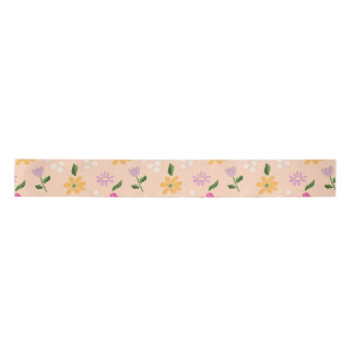 Playful Abstract Flowers Satin Ribbon