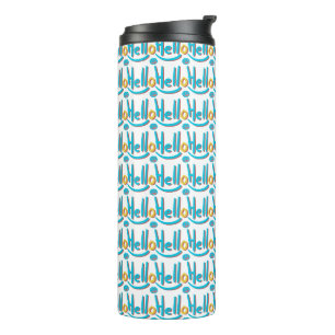 Playful Abstract Hello Pattern Art Thermal Tumbler