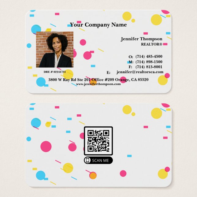 Playful Abstract Memphis Rounded Business Card (Front & Back)