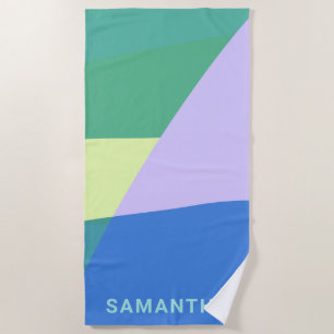 Playful Abstract Pastel Colour Block Personalised Beach Towel