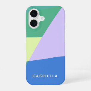 Playful Abstract Pastel Colour Block Personalised iPhone 16 Case