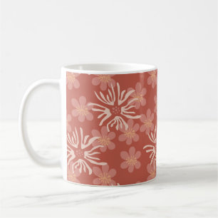 Playful abstract pink and yellow florals coffee mug