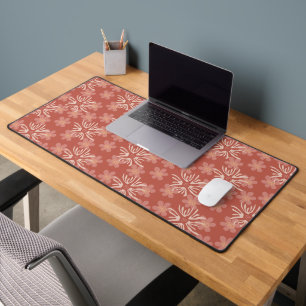 Playful abstract pink and yellow florals desk mat