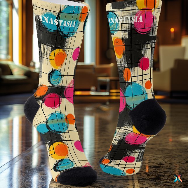 Playful Abstract Socks with Colourful Circular Pat (Creator Uploaded)