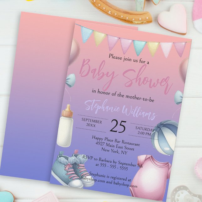 Playful Adorable Pastel Essentials Baby Shower Invitation (Creator Uploaded)