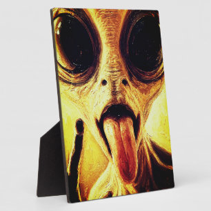 Playful Alien Portrait in Oil Paint Plaque