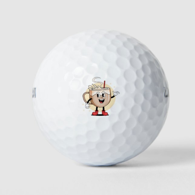 Playful and Adorable Coffee Character Golf Balls (Front)