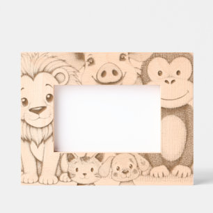 Playful animals etched frames