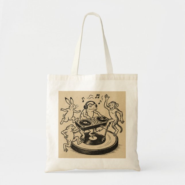 Playful Animals in Traditional Japanese Scroll-Sty Tote Bag (Front)