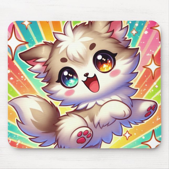 Playful Anime Pet Full of Joy Mouse Pad (Front)